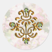 Golden Jeweled Floral Wedding Ronde Sticker (Voorkant)