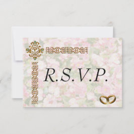 Golden Jeweled Floral Wedding RSVP Kaartje