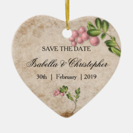 Golden Jeweled Floral Wedding Save the Date Keramisch Ornament