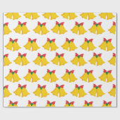 Golden Jingle Bells Kerstcadeau Wit Naadloos Cadeaupapier (Vlak)