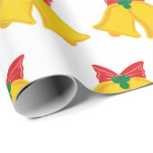 Golden Jingle Bells Kerstcadeau Wit Naadloos Cadeaupapier (Rol Hoek)