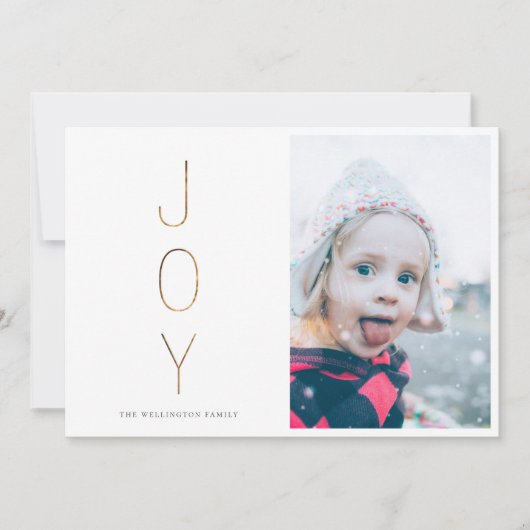 Golden JOY Modern Photo Holiday Card Feestdagenkaart (Voorkant)