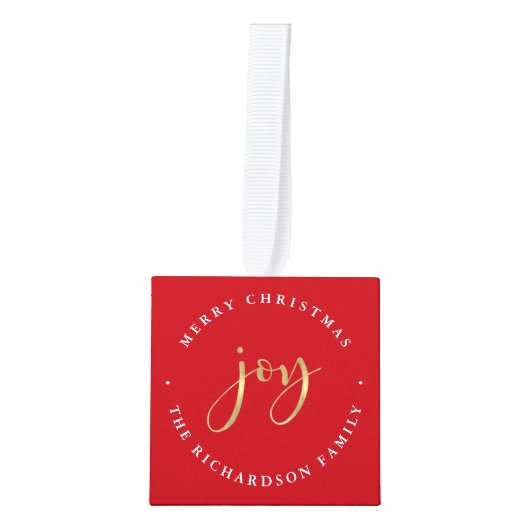 Golden Joy | Rode kerst met foto's Ornament (Voorkant)