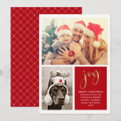 Golden Joy | Twee foto's met rode kerstkaart (Voorkant / Achterkant)