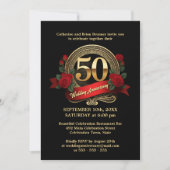 Golden Jubilee Black & Red Roses 50e Jubileum Kaart (Voorkant)