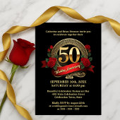 Golden Jubilee Black & Red Roses 50e Jubileum Kaart