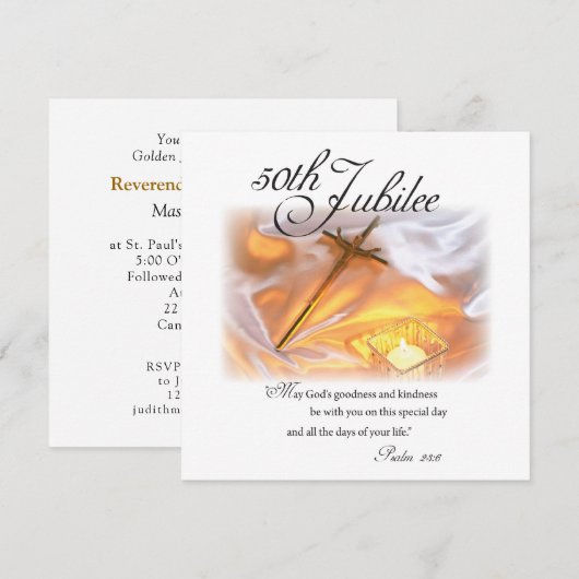 Golden Jubilee Religious Life, Cross Candle Kaart (Voorkant / Achterkant)