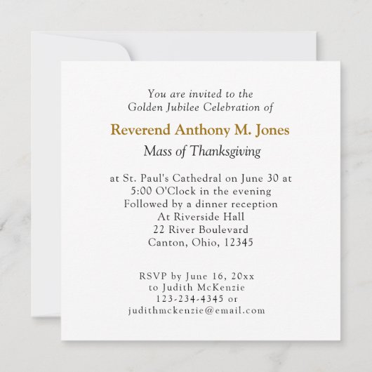 Golden Jubilee Religious Life, Cross Candle Kaart (Achterkant)