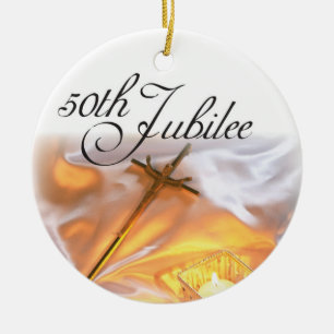 Golden Jubilee Religious Life, Cross Candle Keramisch Ornament
