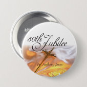 Golden Jubilee Religious Life, Cross Candle Ronde Button 7,6 Cm (Voorkant /achterkant)