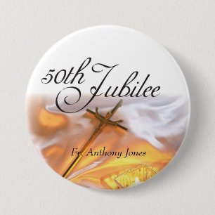 Golden Jubilee Religious Life, Cross Candle Ronde Button 7,6 Cm