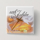 Golden Jubilee Religious Life, Cross Candle Vierkante Button 5,1 Cm (Voorkant)