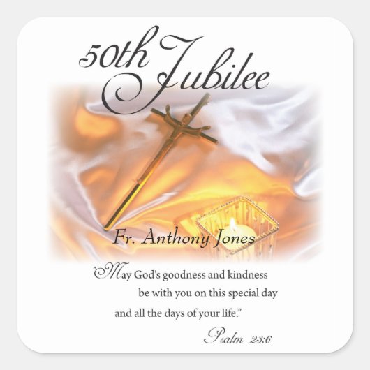 Golden Jubilee Religious Life, Cross Candle Vierkante Sticker (Voorkant)