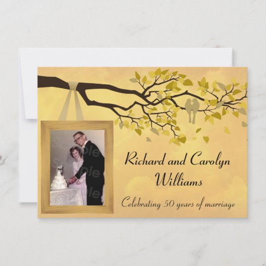 Golden Jubileum 50e Tortelduifjes Uitnodiging (Voorkant)