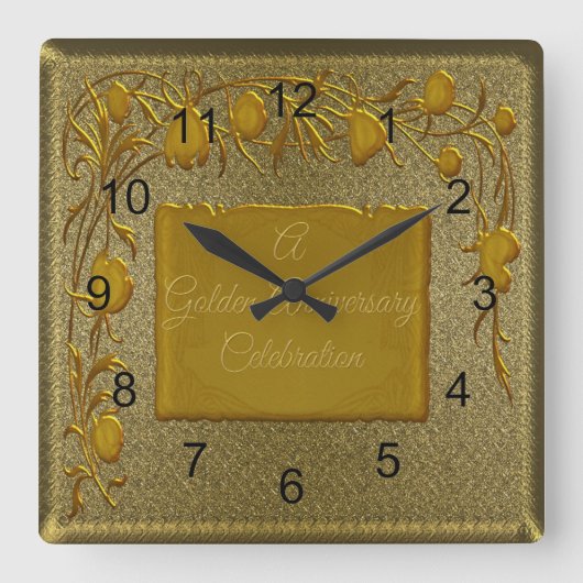 Golden Jubileum Clock Vierkante Klok (Voorkant)