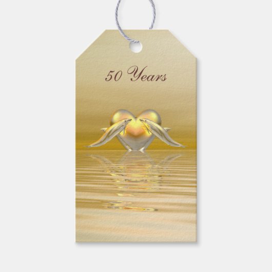 Golden Jubileum Dolphins en Heart Cadeaulabel (Voorkant)