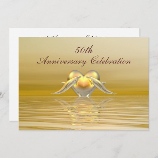 Golden Jubileum Dolphins en Heart Kaart (Voorkant / Achterkant)