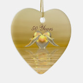 Golden Jubileum Dolphins en Heart Keramisch Ornament (Rechts)