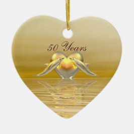 Golden Jubileum Dolphins en Heart Keramisch Ornament