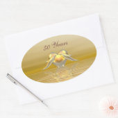 Golden Jubileum Dolphins en Heart Ovale Sticker (Envelop)