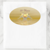 Golden Jubileum Dolphins en Heart Ovale Sticker (Tas)