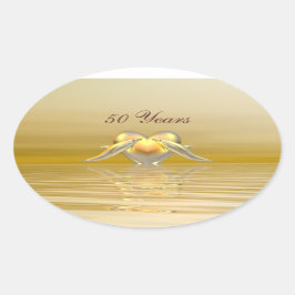 Golden Jubileum Dolphins en Heart Ovale Sticker