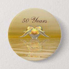 Golden Jubileum Dolphins en Heart Ronde Button 7,6 Cm