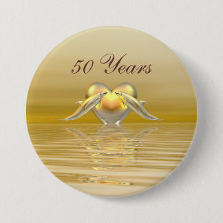 Golden Jubileum Dolphins en Heart Ronde Button 7,6 Cm
