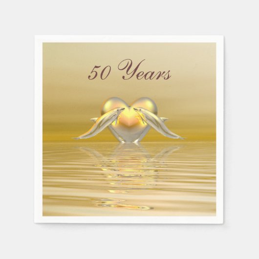 Golden Jubileum Dolphins en Heart Servetten (Voorkant)