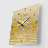 Golden Jubileum Dolphins en Heart Vierkante Klok (Hoek)