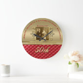 Golden Jubileum Faux Gold gelaagd rood leder Grote Klok (Huis)