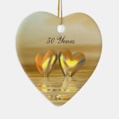 Golden Jubileum Hearts Keramisch Ornament (Rechts)