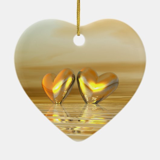 Golden Jubileum Hearts Keramisch Ornament (Achterkant)