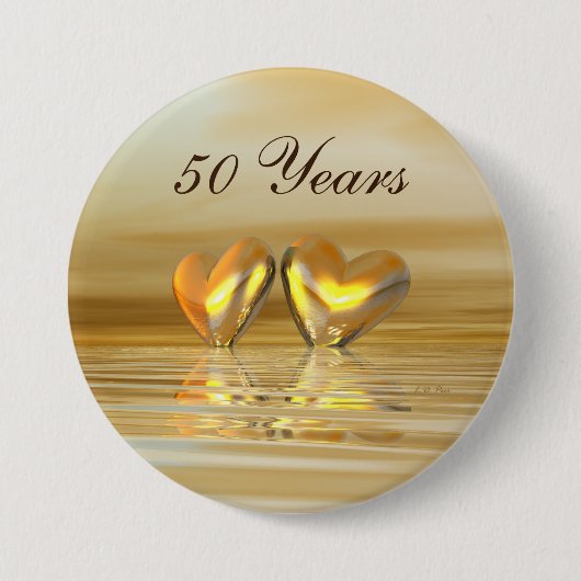 Golden Jubileum Hearts Ronde Button 7,6 Cm (Voorkant)