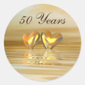 Golden Jubileum Hearts Ronde Sticker (Voorkant)