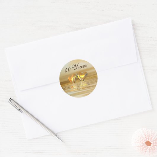 Golden Jubileum Hearts Ronde Sticker (Envelop)
