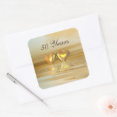 Golden Jubileum Hearts Vierkante Sticker (Envelop)