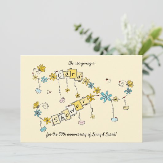 Golden Jubileum Kaart Shower (Staand voorkant)