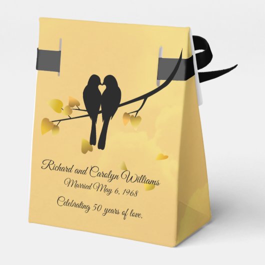 Golden Jubileum Lovebirds Bedankdoosjes (Achterkant)