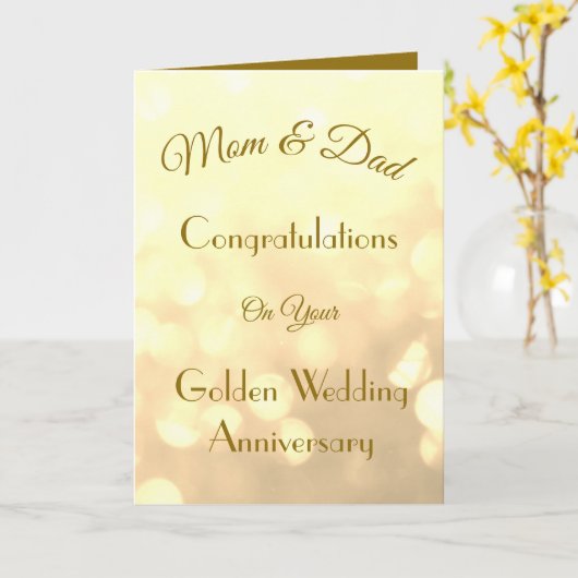 Golden Jubileum mama en papa Wenskaart. Kaart (Gele Bloem)