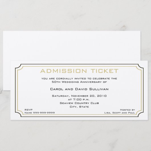 Golden Jubileum-uitnodigingen Kaart (Voorkant / Achterkant)