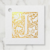 Golden Jubileum, verlicht Letter J Monogram Bedankjes Labels (Voorkant)