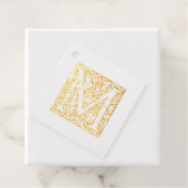 Golden Jubileum verlicht Letter M Monogram Bedankjes Labels (Met doos)