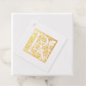 Golden Jubileum verlicht letter R Monogram Bedankjes Labels (Met doos)