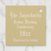 Golden Jubileum verlicht, Letter X Monogram Bedankjes Labels (Achterkant)