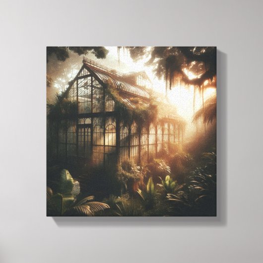 Golden Jungle Glasshouse Reclaimed by Nature Canvas Afdruk (Voorkant)