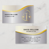 Golden Justice Scale Lawyer Attorney Silver Visitekaartje (Voorkant / Achterkant)