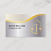 Golden Justice Scale Lawyer Attorney Silver Visitekaartje (Voorkant)