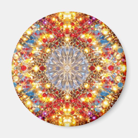 Golden Kaleidoscope Mandala – Sparkling Magnet (Voorkant)
