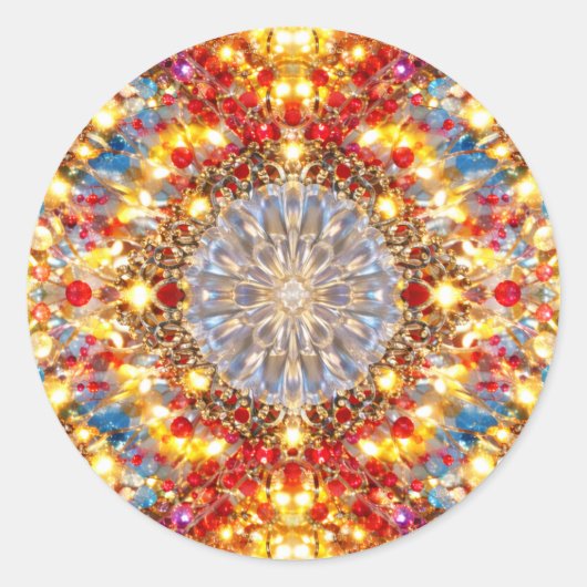Golden Kaleidoscope Mandala – Sparkling Sticker (Voorkant)